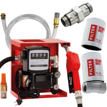 Pompe á gasoil diesel 60 l/min, pistolet automatique, filtre gasoil, compteur, tuyau Blurea Pompe á gasoil diesel 60 l/min, pistolet automatique, filtre gasoil, compteur, tuyau Blurea