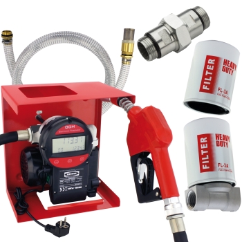 Pompe á gasoil diesel 60 l/min, pistolet automatique, filtre gasoil, compteur digital, tuyau Blurea Pompe á gasoil diesel 60 l/min, pistolet automatique, filtre gasoil, compteur digital, tuyau Blurea